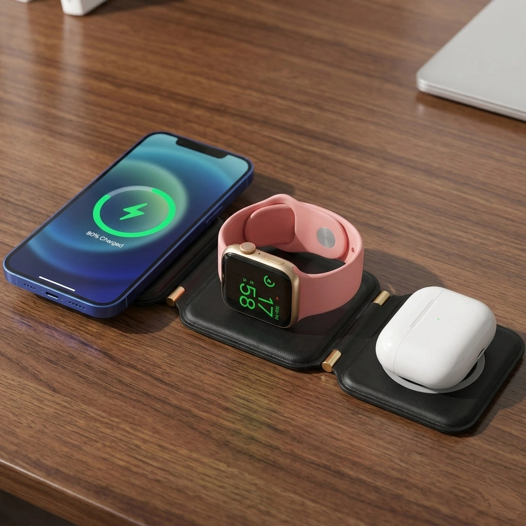 NeoPower™ Ampère - Stazione di ricarica magnetica e wireless 3 in 1